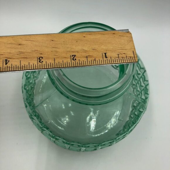 Green Glass Vase With Checkered Pattern Table Décor No Lid - Picture 10 of 11